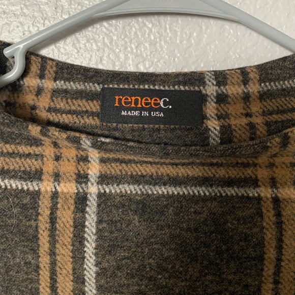EUC, Renee C. Women's Lg Brown Plaid Pullover, Made In USA, Poly-Spandex, Soft. - Picture 2 of 7